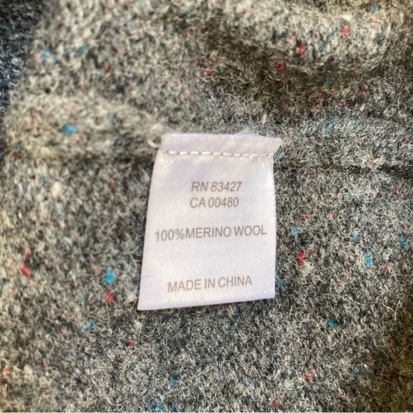 Tom James 1/4 Zip Merino Wool Sweater Grey with Speckles Elbow Patches Casual M - Picture 12 of 16